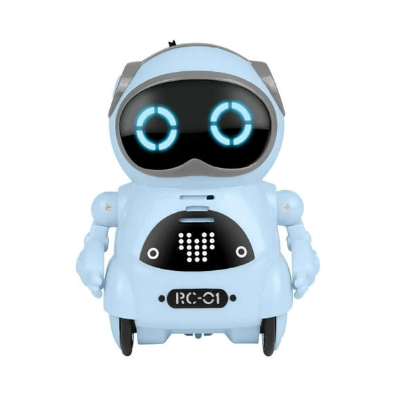 Qonioi Pocket RC Robot Toy, Voice Recognition Interactive Dialogue Singing Dancing, Mini Remote Control Robot Figure