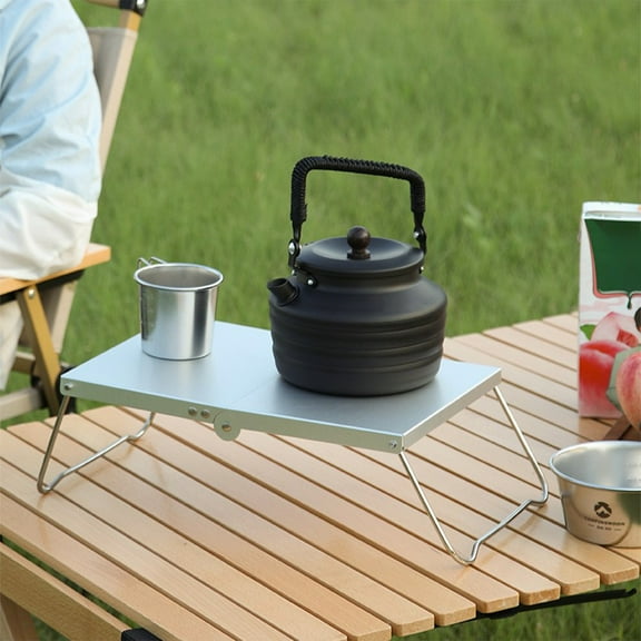 Qonioi Portable Aluminum Folding Table, Lightweight Insulated Camping Picnic Table, Outdoor Mini Gateleg Table for Hot Dishes Beverages Camp Picnic