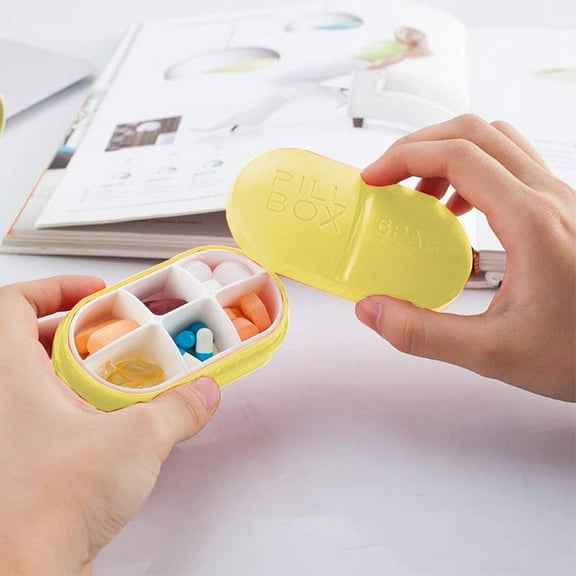 Qonioi Portable Vitamin C Organizer Box, 6-Compartment Sealed Container for Pills, Weekly Pill Case Classifier