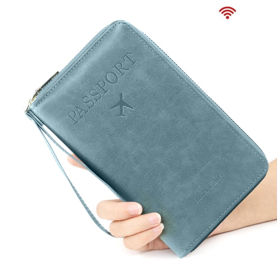 Qonioi RFID Blocking Passport Holder, Secure Travel Wallet For Men And Women, Multi Compartment Leather Passport Cover Case For Family Holidays And Business Trips