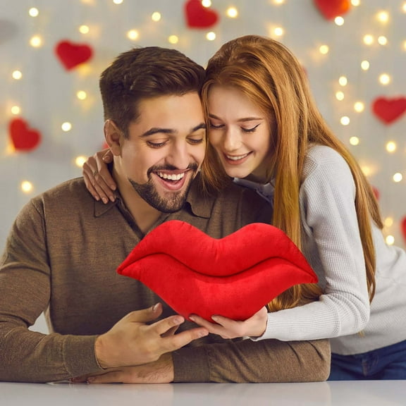 Qonioi Red Lips Pillow, Valentine's Day Gift Novelty Home Decor, Cute Lip Shaped Throw Pillow for Office Sofa Bedroom Kids Room