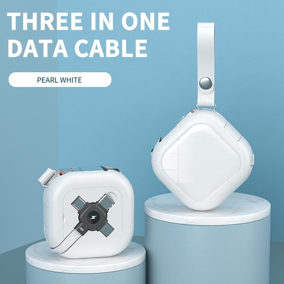 Qonioi Retractable 3-in-1 Fast Charging Cable, Portable One Drag Three Data Cables for Type-C Phone, -Free Stretchable Charger for Travel Home Office