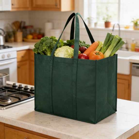 Qonioi Reusable Grocery Bags 9.29 Gal, Shopping Bags Foldable with Long Handles, Strong Non-Woven Tote Bags for Groceries, Eco-Friendly Reusable Shopping Totes for Market
