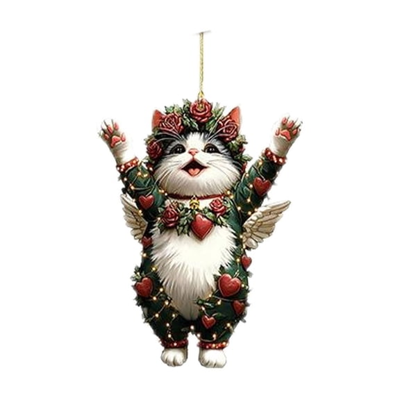 Qonioi Rose 2D Flat Decorative Pendant, Car Mirror Backpack Small Accessories, Romantic Floral Hanging Ornament