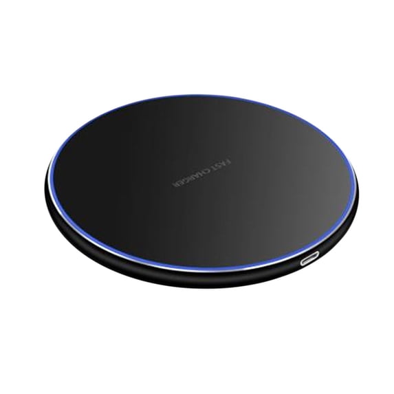 Qonioi Round Desktop Wireless Fast Charger with Low Temperature Protection, Ultra-Thin Aluminum Alloy Charging Dock for Mobile Phones, Qi Wireless Charger Station