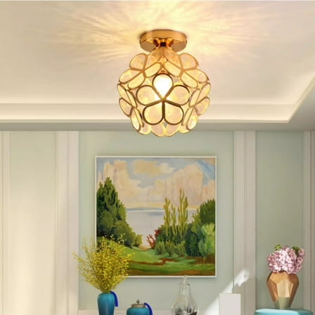 Qonioi Scandinavian Ceiling Lamp, Five-Pointed Star PVC Light for Corridor Balcony Entryway, Warm White Sparkling Lighting, Modern Hanging Fixture