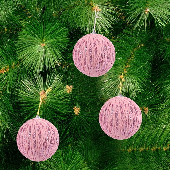 Qonioi Shatterproof Christmas Ornaments Set, Christmas Tree Balls for Holiday Party Decor, Foam Plastic Baubles for Xmas Tree Mantel Fireplace, Pink