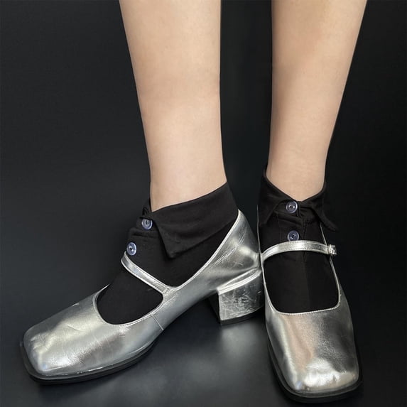 Qonioi Shirt Collar Button Socks, Fashion Ankle Socks with Lapel Cuff Design, Novelty Socks, Cuff Socks