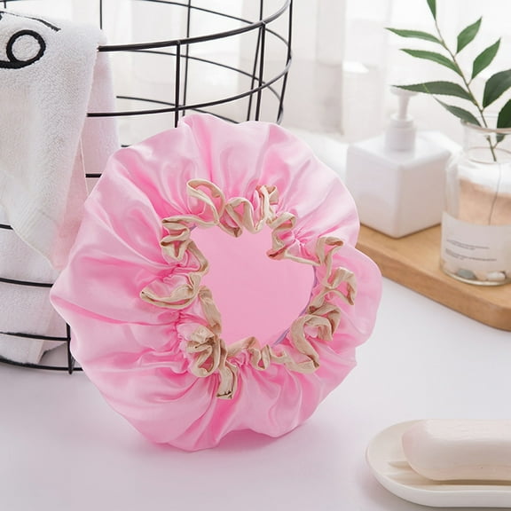 Qonioi Shower Cap, 2 Pack Double Layer Thickened Waterproof Shampoo Cap, Oil Resistant Elastic Hair Cover for Women, Reusable Spa Bath and Kitchen Hair Protector