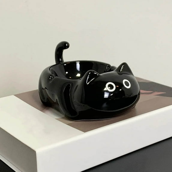 Qonioi Siamese Cats Ceramic Ashtray, Decorative Desktop Ash Tray with Feline Design, Pet Lover Ashtray, Home Office Accessory