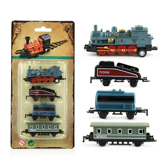 Qonioi Simulation Steam Train Toy, Alloy Locomotive with Regenerative Car Function, ChildrenTrain Model Set Railway Toy