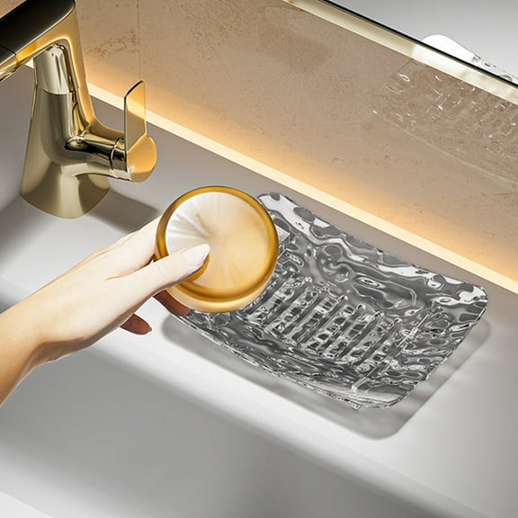 Qonioi Soap Box with Glacier Pattern, Drainage Soap Dish for Bathroom Kitchen Sink, Soap Storage Rack Holder