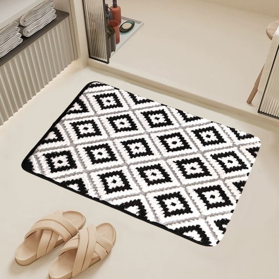 Qonioi Soft Velvet Bath Mat, Absorbent Non-Slip Foam Rug for Bathroom Floor, Machine Washable Comfortable, Shower Mat