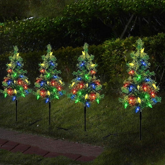 Qonioi Solar Christmas Tree Lights, 6 PCS Outdoor Courtyard Decoration with 8 Modes, Tree Stump Lights, Holiday Lighting