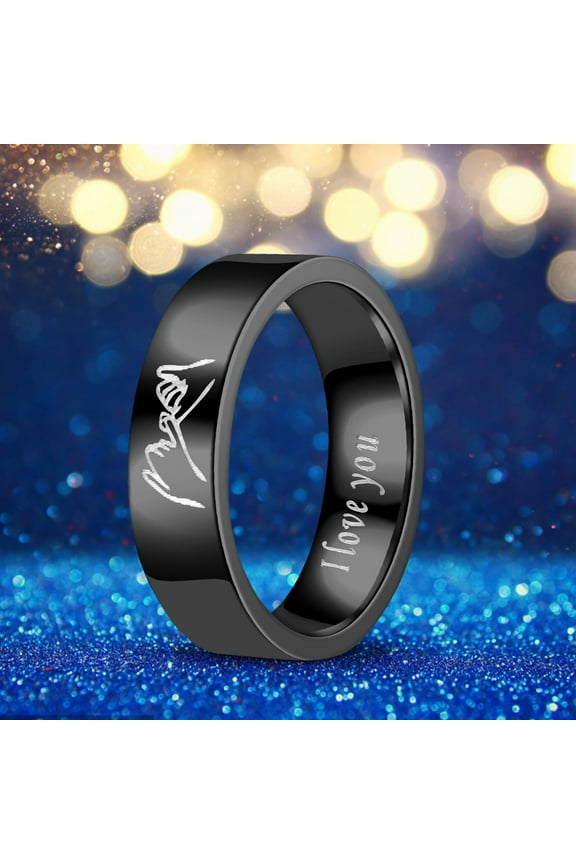 Stainless Steel Couple Rings, Matching Promise Holding Hands Rings for Lovers, I You Letter Design Wedding Anniversary Valentine's Day Gifts