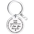 thumbnail image 1 of Qonioi Stainless Steel Inspirational Keychain, To My Son Message Family Initial Last Name Gift, Personalized Key Ring, Motivational Keychain, 1 of 1