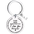 thumbnail image 1 of Qonioi Stainless Steel Inspirational Keychain, To My Son Message Family Initial Last Name Gift, Personalized Key Ring, Motivational Keychain, 1 of 1