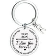 thumbnail image 1 of Qonioi Stainless Steel Inspirational Keychain, To My Son Message Family Initial Last Name Gift, Personalized Key Ring, Motivational Keychain, 1 of 1