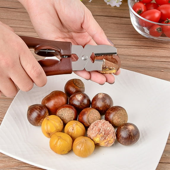 Qonioi Two-in-One Chestnut Opener, Stainless Steel Nut Cracker Peeler, Easy Shell Remover, Kitchen Tool