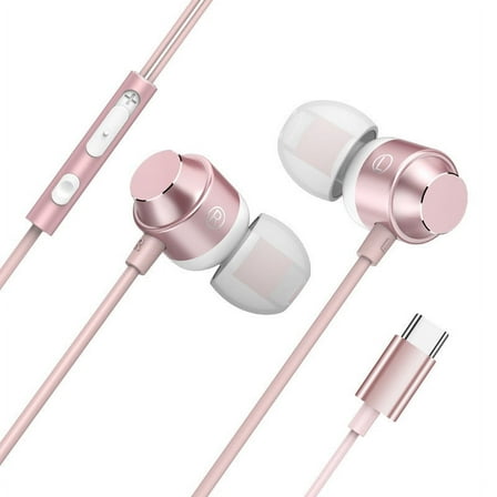 Qonioi Type-C USB-C In-Ear Earphones, Wired Headset with Microphone for Smartphones, Hi-Fi Sound Quality Earphones, Noise Cancelling Earbuds