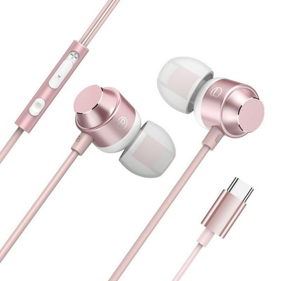 Qonioi Type-C USB-C In-Ear Earphones, Wired Headset with Microphone for Smartphones, Hi-Fi Sound Quality Earphones, Noise Cancelling Earbuds