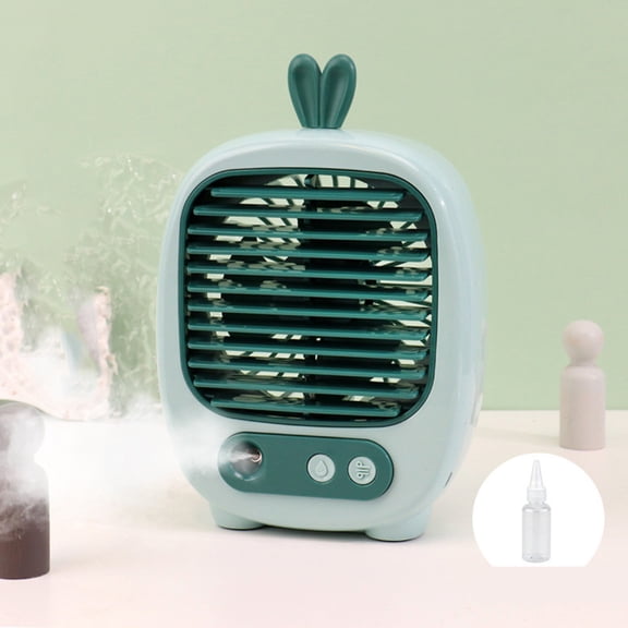 Qonioi USB Rechargeable Cool Mist Fan, Humidifying Hydrating Desk Fan, 3 Speed Portable Table Fan with Silent Motor for Desktop Work Study, Green
