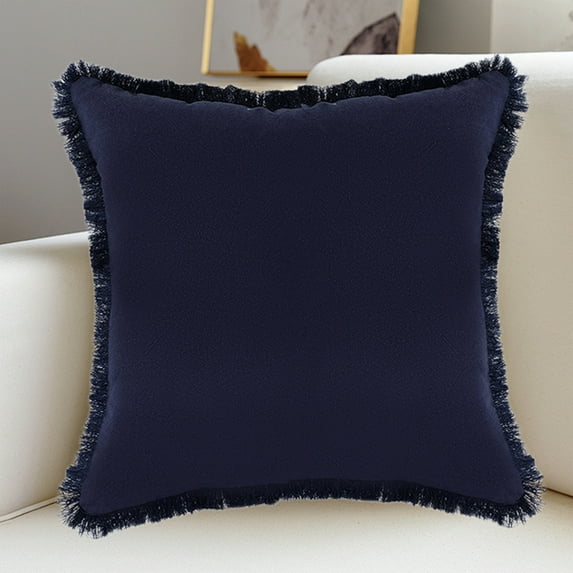 Qonioi Velvet Modern Sofa Pillow, Thickened Washed Linen Tassel Cushion Living Room Decor, Moisture Wicking Comfort Bedroom Accent