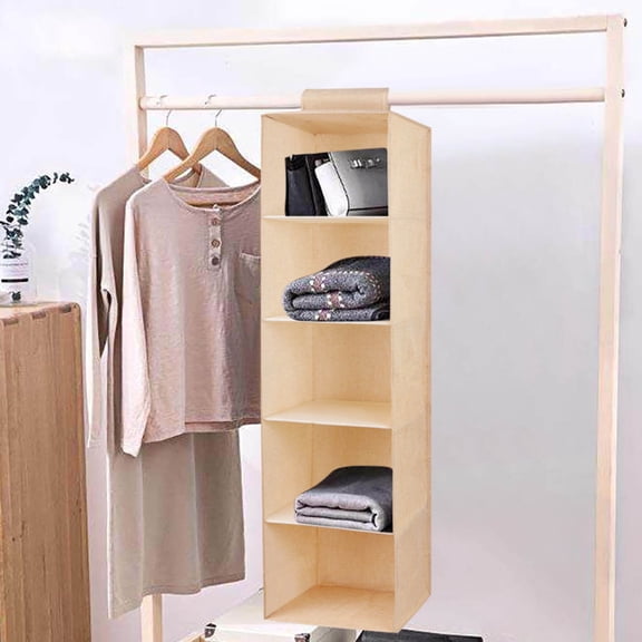 Qonioi Washable Wardrobe Hanging Bag, Imitation Linen Fabric Storage Organizer with Drawers, Closet Organizer Bag