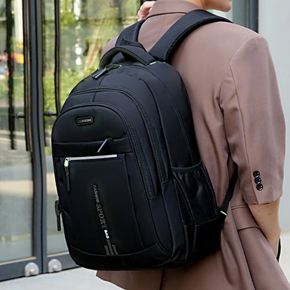 Qonioi Water-Resistant Travel Backpack Laptop Bag, Large Capacity Nylon Computer Backpack with Multiple Compartments, Durable Outdoor Daypack for Hiking Commuting