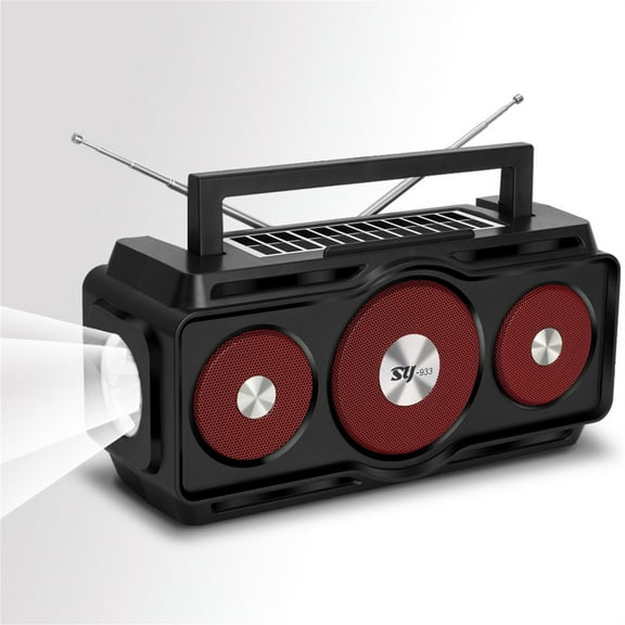 Qonioi Waterproof Bluetooth Speaker Radio, Portable Digital AM FM with Flashlight Reading Lamp, Solar Charging Radio