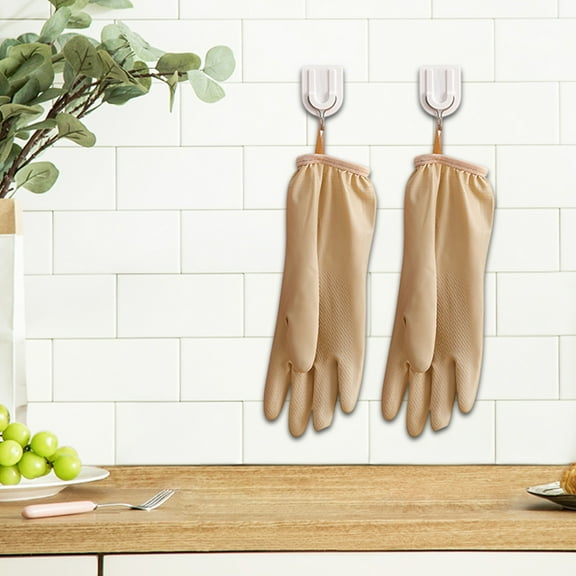 Qonioi Waterproof Dishwashing Gloves, Plus Velvet Warm Rubber Gloves for Kitchen, Long Cuff Cleaning Gloves, Household Chores Gloves