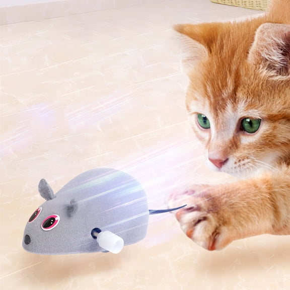 Qonioi Wind Up Cat Toy Mouse, Clockwork Flocking Mouse Toy for Cats, Mechanical Prey Simulation Toy for Indoor Cats to Relieve Boredom and Anxiety