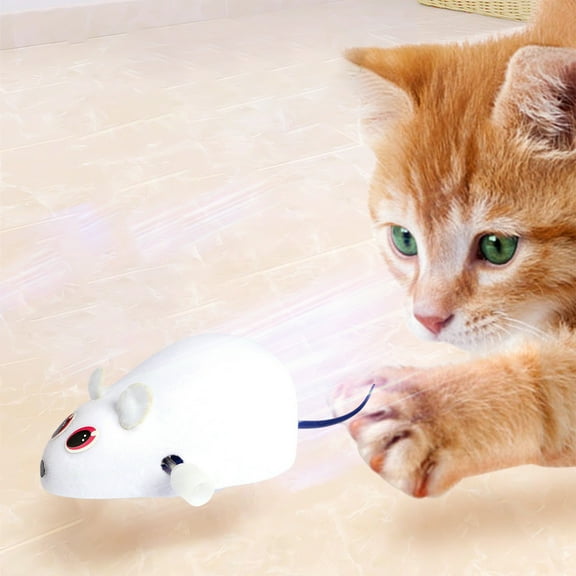 Qonioi Wind Up Cat Toy Mouse, Clockwork Flocking Mouse Toy for Cats, Mechanical Prey Simulation Toy for Indoor Cats to Relieve Boredom and Anxiety