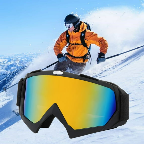 Qonioi Windproof Ski Goggles with Anti-Fog Coating, Panoramic Lens Snow Glasses for Adult Winter Sports, UV Protection Ski Goggles