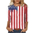thumbnail image 1 of Qonioi Womens Tops Womens 3/4 Sleeve Tops Women's Independence Day Tops Printed T-Shirt Round Blouse Vacation Tops Workout Tops Casual Loose Lightweight Shirts Womens Graphic Tees Vintage Trendy, 1 of 5