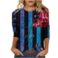 thumbnail image 1 of Xihbxyly Womens Tops Womens 3/4 Sleeve Tops Women's Independence Day Tops Printed T-Shirt Round Blouse Vacation Tops Workout Tops Casual Loose Lightweight Shirts Womens Graphic Tees Vintage Trendy, 1 of 5