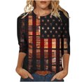 thumbnail image 1 of Qonioi Womens Tops Womens 3/4 Sleeve Tops Women's Independence Day Tops Printed T-Shirt Round Blouse Vacation Tops Workout Tops Casual Loose Lightweight Shirts Womens Graphic Tees Vintage Trendy, 1 of 5