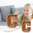 thumbnail image 1 of Qonioi Wooden Letter Savings Bank, Transparent Glass Coin Bank with English Alphabet, Money Box, Piggy Bank, 1 of 6