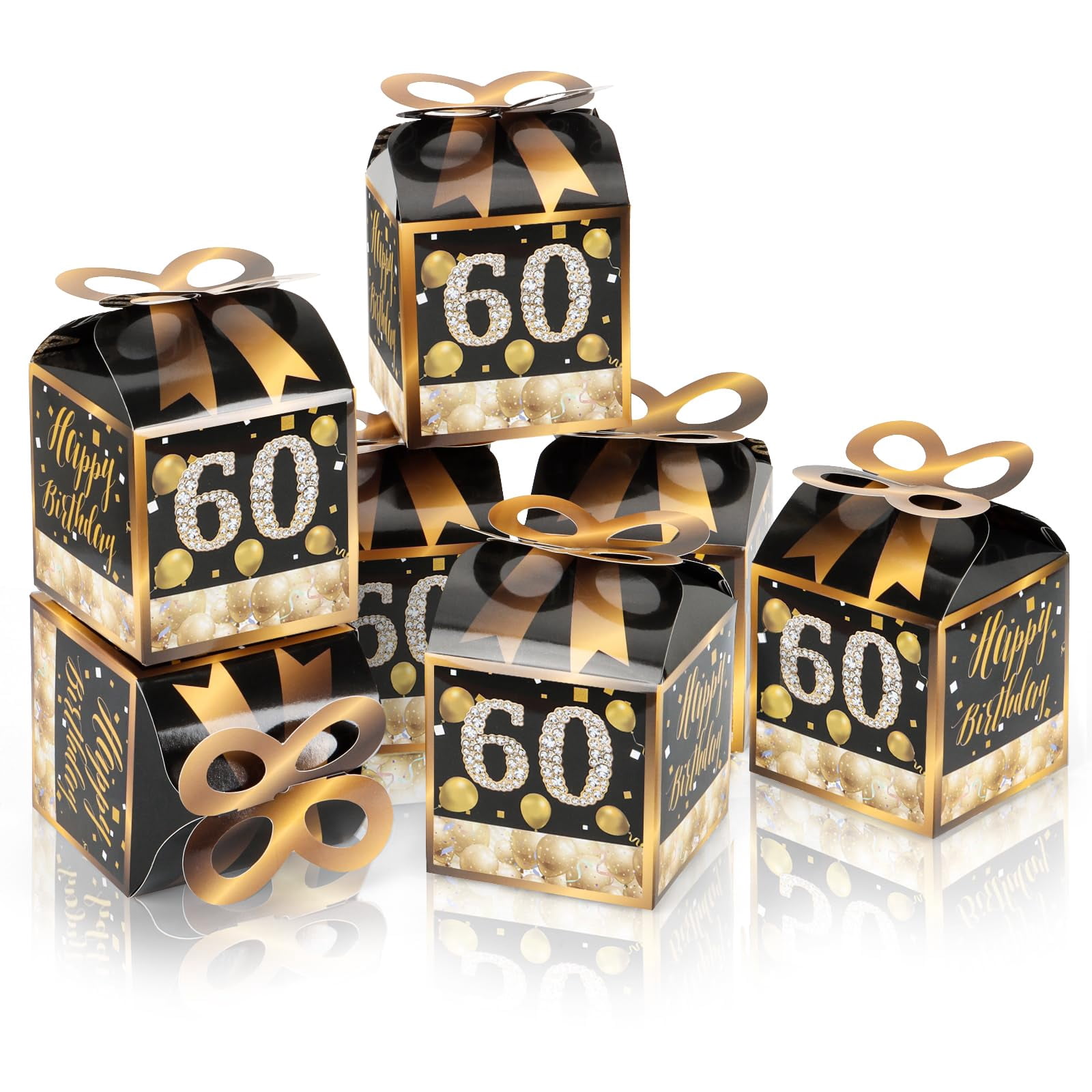 Qonmpcvu Square Boxes For Gifts, Black And Gold Box, 50th Birthday ...