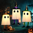 thumbnail image 1 of Qoosea 3 Pack Halloween LED Lights Witch Hat Ghost Hangers, Purple/Green/Orange, 3 Lighting Modes, Waterproof Battery Case, Halloween Decorations, 1 of 8