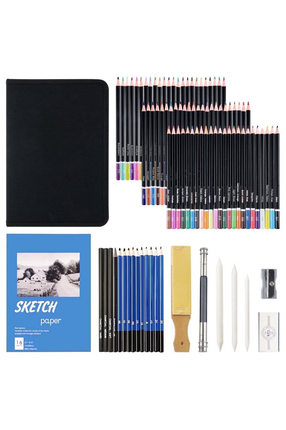 Art Supplies 96 Pcs Drawing Kit for Artist Adult Kids,Drawing Pencils Kit,Sketching Set,Include Charcoal & Colored Pencil,Graphite Pencil,Sketchbook