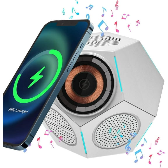 Qoosea Magnetic Wireless Charger Bluetooth Speaker Phone Stand Fast Wireless Charging Station Dock for iPhone 16/15/14/13/12 Series,Samsung Series and Android