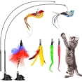 thumbnail image 1 of Qoosea Cat Feather Toys, 10PCS Cat Toys with Super Suction Cup, Detachable 2PCS Cat Wand Toys & 6PCS Replacement Teaser Refills with Bell, Interactive Cat Toy for Indoor Cat Accessories, 1 of 6