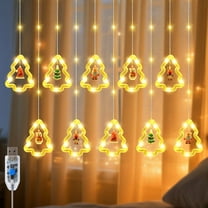 Qoosea Christmas Lights, 9.8 ft Christmas Decorations Indoor Outdoor Lights, 10 Tree LED String Light with Xmas Ornaments for Party Decor USB