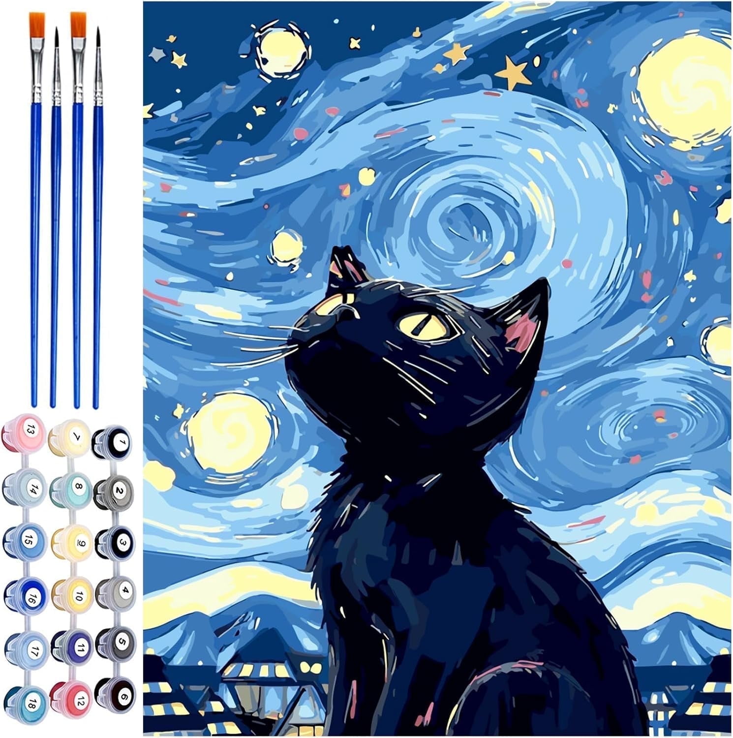 Qoosea Paint by Numbers Kit for Adults,Diamond Art Kits, Crafts DIY Paint by Numbers Kits for Beginners with Wooden Easel, Paint Brushes, Acrylic Paint Set for Home Wall Decor, 9 * 12 Inch