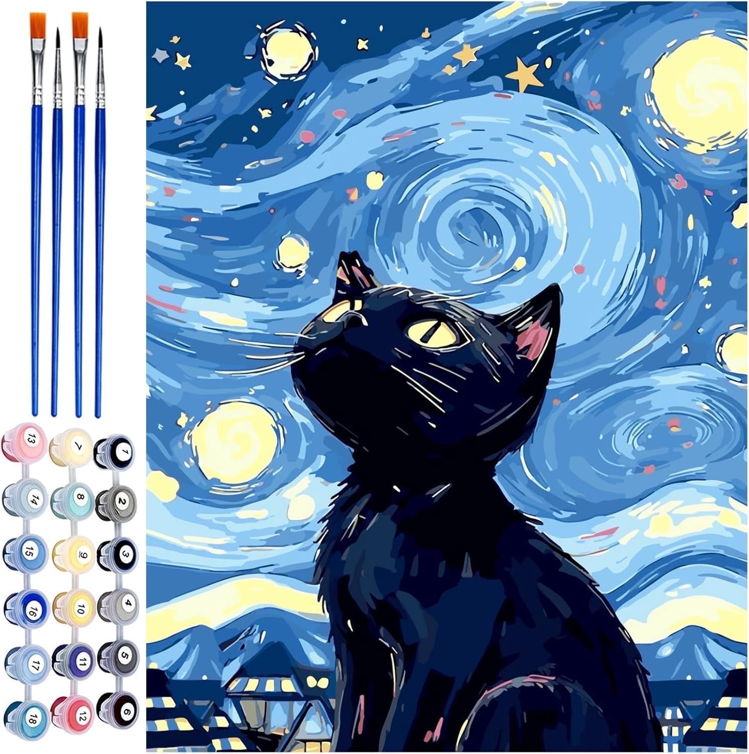 Qoosea Paint by Numbers Kit for Adults,Diamond Art Kits, Crafts DIY Paint by Numbers Kits for Beginners with Wooden Easel, Paint Brushes, Acrylic Paint Set for Home Wall Decor, 9 * 12 Inch