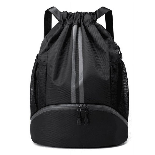Qoosea Drawstring Backpack Sports Gym Bag with Shoe Compartment Side