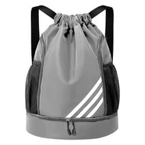 Qoosea Drawstring Backpack Waterproof String Gym Sports Bag Swim Backpacks with Shoe Compartment Side Mesh Pockets for Women Men