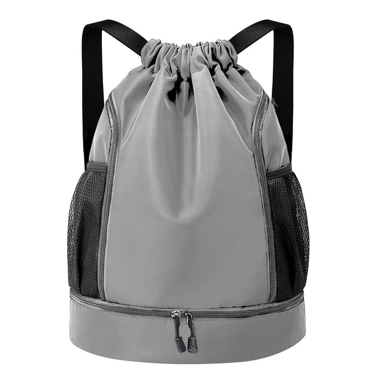 Qoosea Drawstring Backpack Waterproof String Gym Sports Bag Swim Backpacks with Shoe Compartment Side Mesh Pockets for Women Men