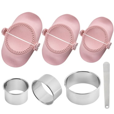 Qoosea Dumpling Maker Set, Empanada Maker Press with Dough Cutter, Dumpling Mold Set for Pierogi, Pastelitos, Calzone, Turnovers, Chinese Dumpling 3 Sizes-Pink